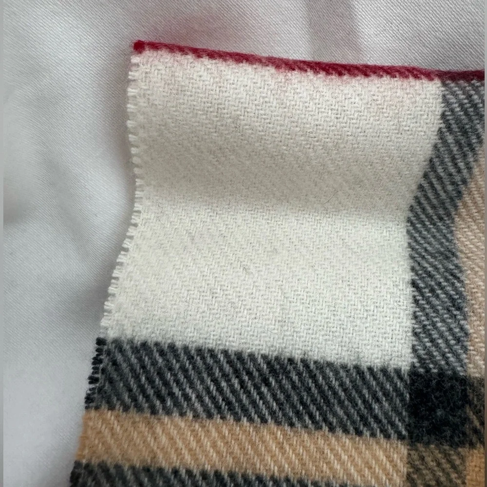 FRAAS CASHMINK Fringe Scarf Unisex Men & Women Plaid Cream Black Red Tan 11x59